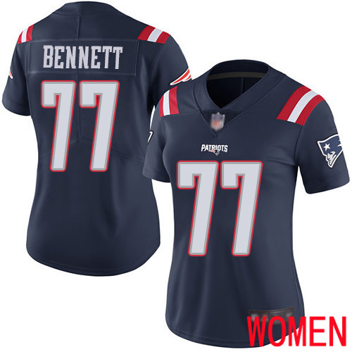 New England Patriots Football #77 Rush Vapor Limited Navy Blue Women Michael Bennett NFL Jersey->new england patriots->NFL Jersey